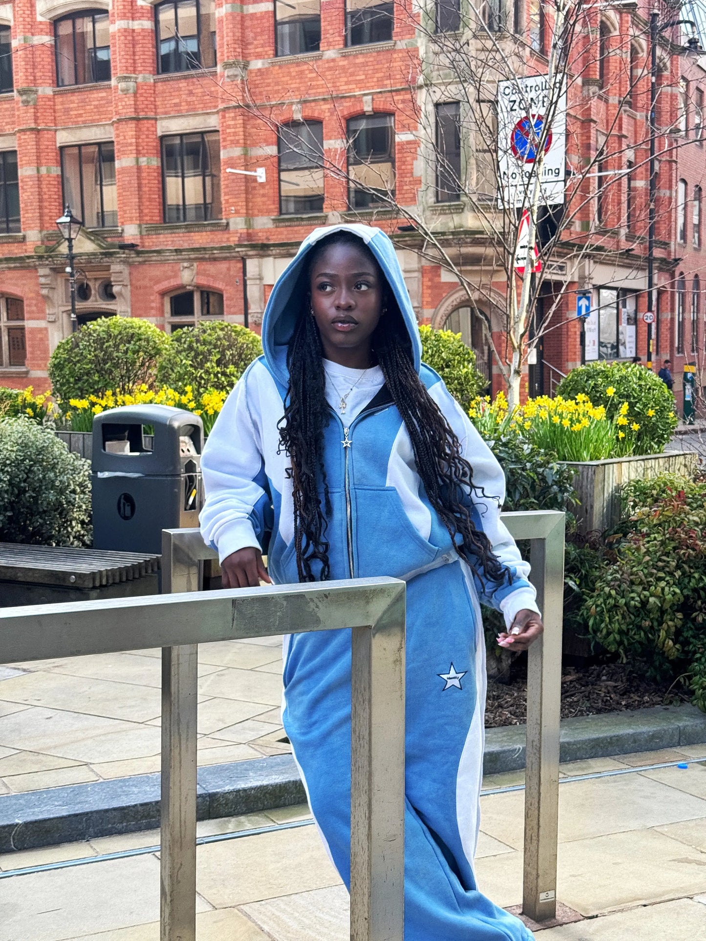 The Heist Hoodie – Sky Blue & Ice White